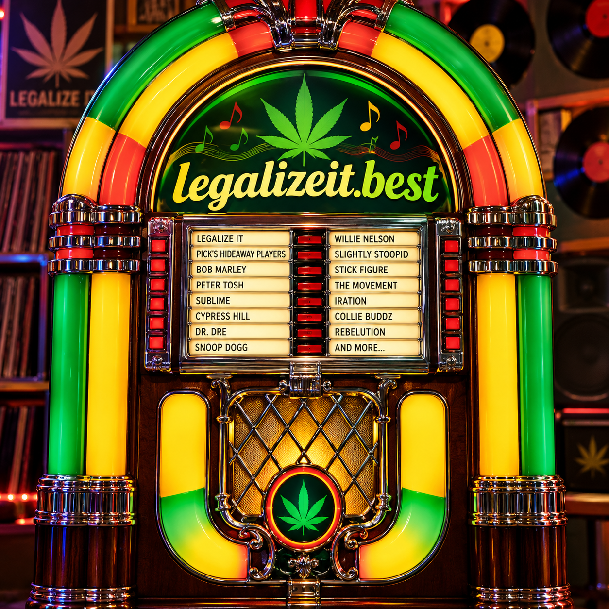 Legalize It neon jukebox artwork